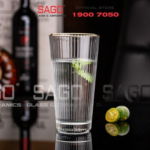  DELI DSY5840-2AR - Ly Thủy Tinh Delisoga Studio Gold Rim Stripes Tumber Glass 333ml | Thủy Tinh Nhập Khẩu Cao Cấp 