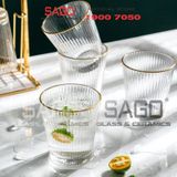  DELI DSY5840-1AR - Ly Thủy Tinh Delisoga Studio Stripes Gold Rim Rock Glass 335ml | Thủy Tinh Nhập Khẩu Cao Cấp 