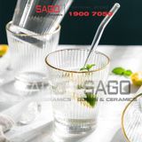  DELI DSY5840-1AR - Ly Thủy Tinh Delisoga Studio Stripes Gold Rim Rock Glass 335ml | Thủy Tinh Nhập Khẩu Cao Cấp 
