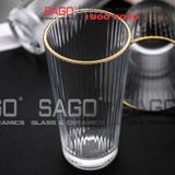  DELI DSY5840-2AR - Ly Thủy Tinh Delisoga Studio Gold Rim Stripes Tumber Glass 333ml | Thủy Tinh Nhập Khẩu Cao Cấp 