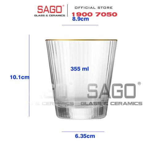  DELI DSY5840-1AR - Ly Thủy Tinh Delisoga Studio Stripes Gold Rim Rock Glass 335ml | Thủy Tinh Nhập Khẩu Cao Cấp 