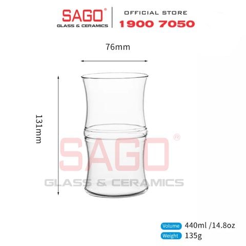  DELI GPB47 - Ly Thủy Tinh Deli Glasses Eco Borosilicate Hight Ball Bamboo Glass Cup 440ml | Thủy Tinh Cao Cấp 