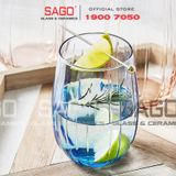 Deli JS5139-2B - Ly Thủy Tinh Deli Linka Blue Rock Glass 380ml | Thủy Tinh Cao Cấp 