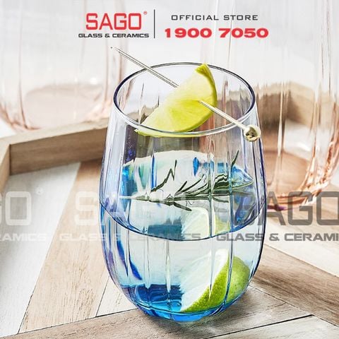  Deli JS5139-2B - Ly Thủy Tinh Deli Linka Blue Rock Glass 380ml | Thủy Tinh Cao Cấp 