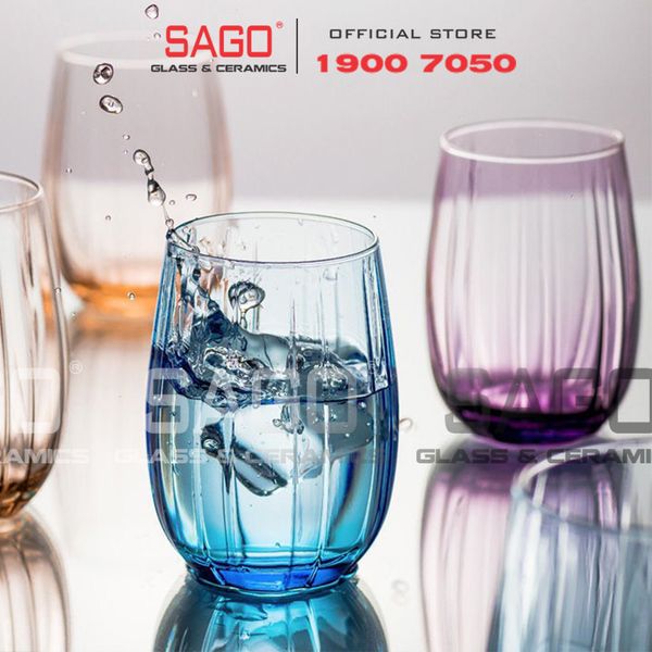  Deli JS5139-2B - Ly Thủy Tinh Deli Linka Blue Rock Glass 380ml | Thủy Tinh Cao Cấp 