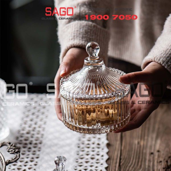  DELI DSTG1032-4 - Thố Mứt Thủy Tinh , Hũ Kẹo Thủy Tinh Deli Candy Jar Glass | Thủy Tinh Cao Cấp 