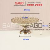  ELEGANT NC-354 - Dĩa Thủy Tinh Chấm Bi Chân Đồng Elegant Đường Kính 24.0cm | Thủy Tinh Màu Cao Cấp 