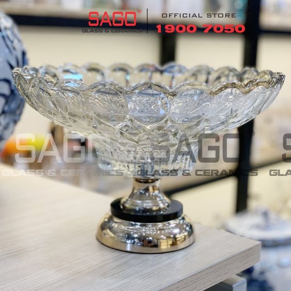  ELEGANT 3319AC - Dĩa Thủy Tinh Tiệp Chân Đồng Elegant Đường Kính 36.0cm | Thủy Tinh Màu Cao Cấp 