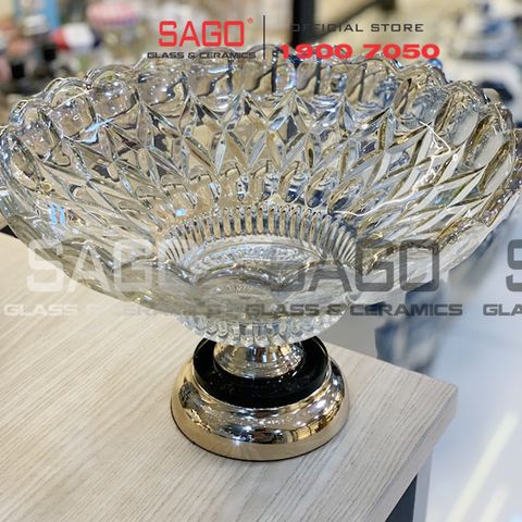  ELEGANT 3319AC - Dĩa Thủy Tinh Tiệp Chân Đồng Elegant Đường Kính 36.0cm | Thủy Tinh Màu Cao Cấp 