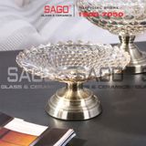  ELEGANT NC-339 - Dĩa Thủy Tinh Chấm Bi Chân Đồng Elegant Đường Kính 36cm | Thủy Tinh Màu Cao Cấp 