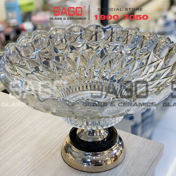  ELEGANT 3319AC - Dĩa Thủy Tinh Tiệp Chân Đồng Elegant Đường Kính 36.0cm | Thủy Tinh Màu Cao Cấp 