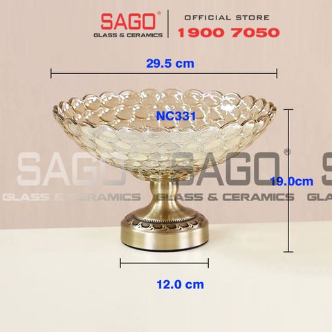  ELEGANT NC-331 - Dĩa Thủy Tinh Chấm Bi Chân Đồng Elegant Đường Kính 30.0cm | Thủy Tinh Màu Cao Cấp 