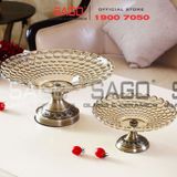  ELEGANT NC-354 - Dĩa Thủy Tinh Chấm Bi Chân Đồng Elegant Đường Kính 24.0cm | Thủy Tinh Màu Cao Cấp 