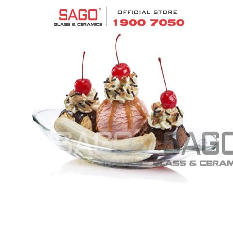 Ocean P02616 - Dĩa kem Delight Banana split Dish , Nhập Khẩu Thái lan 