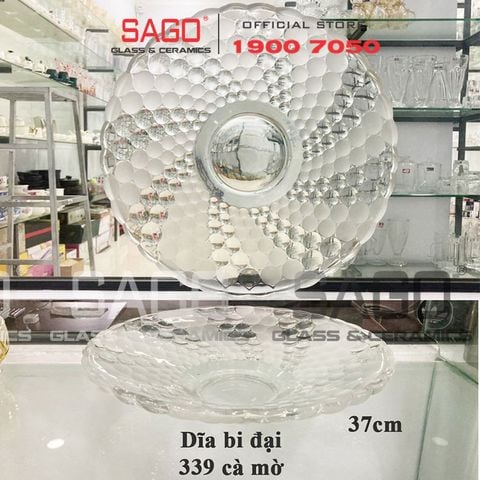  ELEGANT JZ-339 - Dĩa Thủy Tinh Bi Đại Cà mờ  Elegant Đường Kính 37.0cm | Thủy Tinh Màu Cao Cấp 