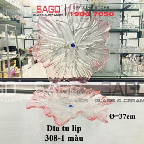  ELEGANT 308-1M - Dĩa Thủy Tinh Cạn Hoa Tulip Màu Elegant Đường Kính 37.0cm | Thủy Tinh Màu Cao Cấp 