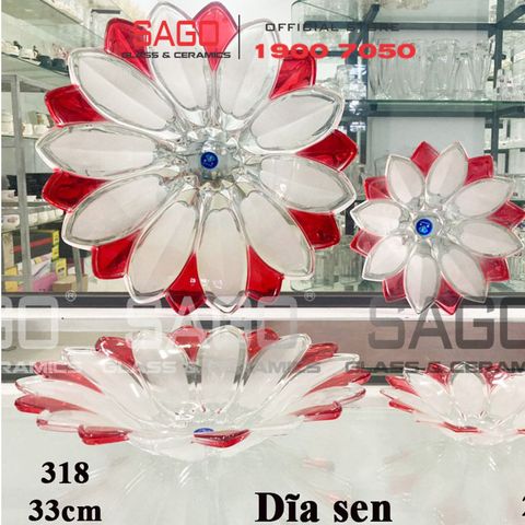  ELEGANT JZ-318M - Dĩa Thủy Tinh Cạn Tia Sen Màu Elegant Đường Kính 33.0cm | Thủy Tinh Màu Cao Cấp 