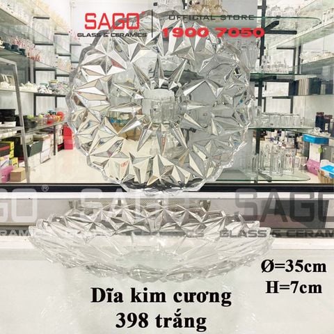  ELEGANT JZ-398 - Dĩa Thủy Tinh Kim Cương Trắng  Elegant Đường Kính 35.0cm | Thủy Tinh Màu Cao Cấp 