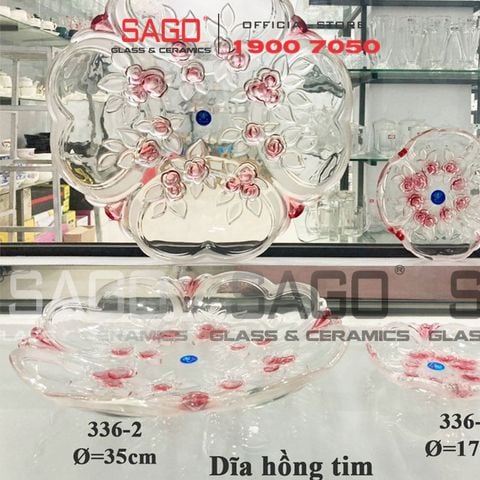 ELEGANT JZ-336.2M - Dĩa Thủy Tinh Hồng Tim Elegant Đường Kính 35.0cm | Thủy Tinh Màu Cao Cấp 