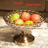  ELEGANT NC-331 - Dĩa Thủy Tinh Chấm Bi Chân Đồng Elegant Đường Kính 30.0cm | Thủy Tinh Màu Cao Cấp 