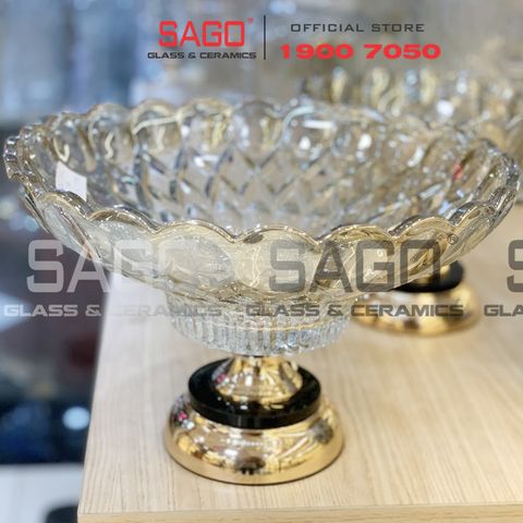  ELEGANT 3319AC - Dĩa Thủy Tinh Tiệp Chân Đồng Elegant Đường Kính 36.0cm | Thủy Tinh Màu Cao Cấp 