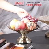  ELEGANT NC-354 - Dĩa Thủy Tinh Chấm Bi Chân Đồng Elegant Đường Kính 24.0cm | Thủy Tinh Màu Cao Cấp 