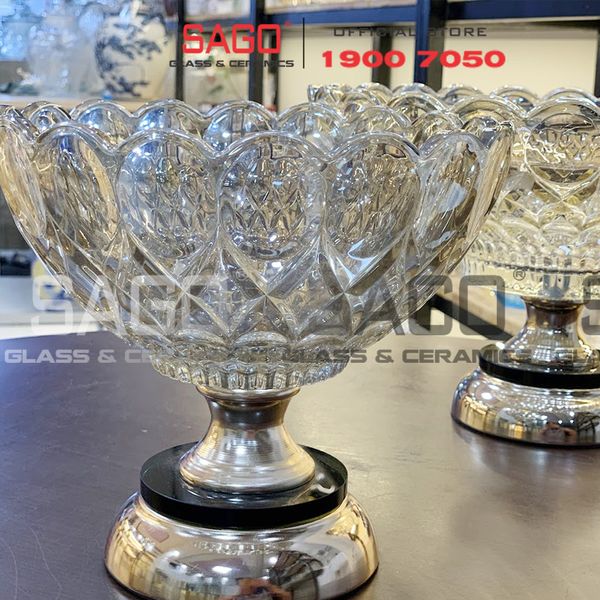  ELEGANT 3323AC - Dĩa Thủy Tinh Tiệp Chân Đồng Elegant Đường Kính 20.0cm | Thủy Tinh Màu Cao Cấp 