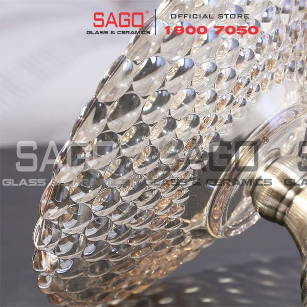  ELEGANT NC-354 - Dĩa Thủy Tinh Chấm Bi Chân Đồng Elegant Đường Kính 24.0cm | Thủy Tinh Màu Cao Cấp 