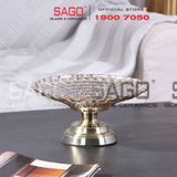  ELEGANT NC-339 - Dĩa Thủy Tinh Chấm Bi Chân Đồng Elegant Đường Kính 36cm | Thủy Tinh Màu Cao Cấp 