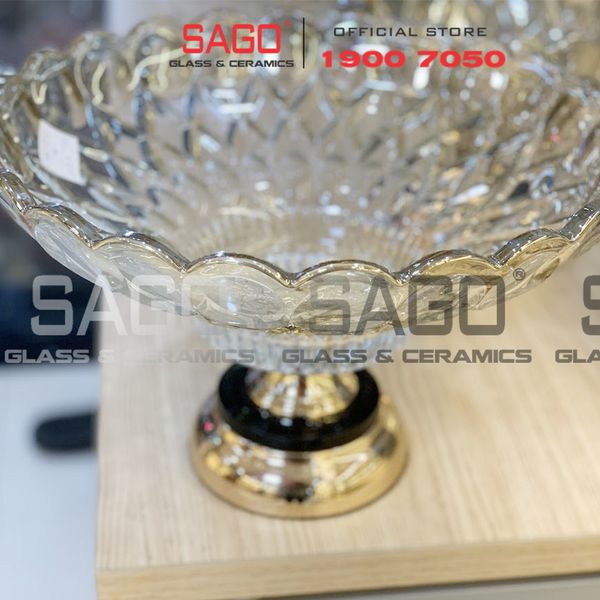  ELEGANT 3319AC - Dĩa Thủy Tinh Tiệp Chân Đồng Elegant Đường Kính 36.0cm | Thủy Tinh Màu Cao Cấp 