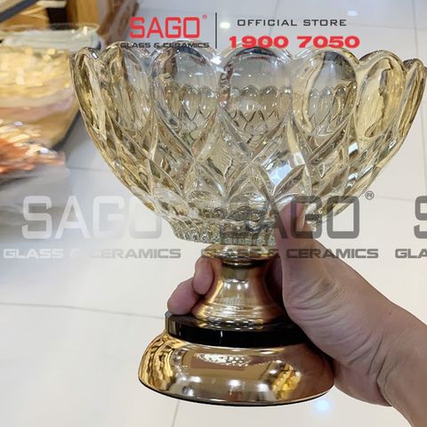  ELEGANT 3323AC - Dĩa Thủy Tinh Tiệp Chân Đồng Elegant Đường Kính 20.0cm | Thủy Tinh Màu Cao Cấp 