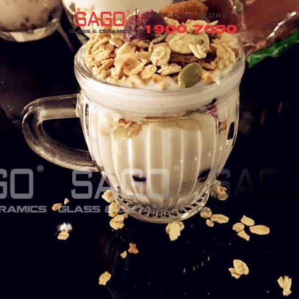  Ly Thủy Tinh Sọc Làm Pudding 100ml Nắp Nhựa | Thủy Tinh Cao Cấp 