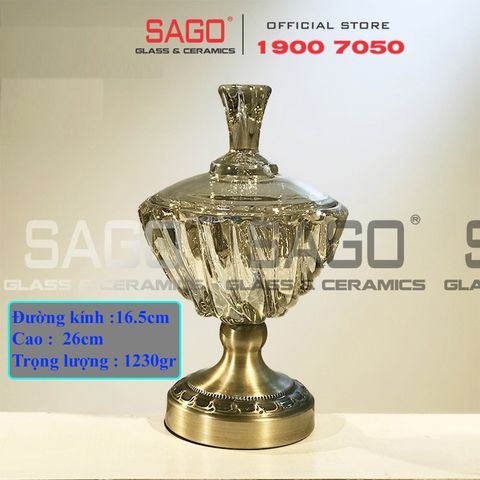  ELEGANT NC-3917 - Dĩa Thủy Tinh Tiệp Chân Đồng Sọc Xoáy Elegant Đường Kính 16.5cm | Thủy Tinh Màu Cao Cấp 