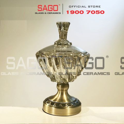  ELEGANT NC-3917 - Dĩa Thủy Tinh Tiệp Chân Đồng Sọc Xoáy Elegant Đường Kính 16.5cm | Thủy Tinh Màu Cao Cấp 