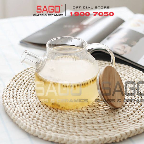  Deli GPH21 - Bộ Bình Thủy Tinh Deli Chịu Nhiệt Nắp Gỗ Có Khây Gỗ ( 01 Bình 1000ml + 4 Ly Chịu Nhiệt ) 