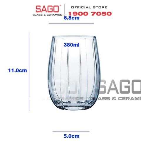  Deli JS5139-2B - Ly Thủy Tinh Deli Linka Blue Rock Glass 380ml | Thủy Tinh Cao Cấp 