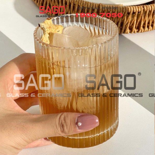  INS 309TH - Ly Thủy Tinh Sọc INS Stripes Islande Rock Glass 220ml | Thủy Tinh Cao Cấp 