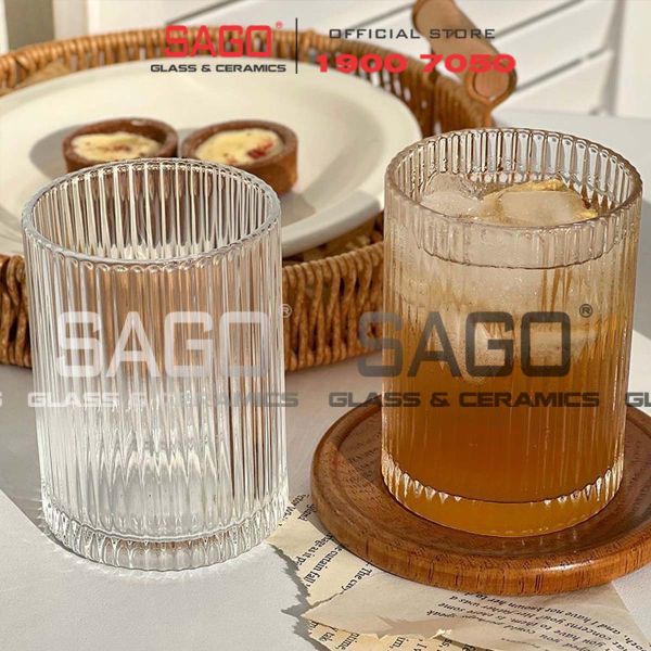  INS 309TH - Ly Thủy Tinh Sọc INS Stripes Islande Rock Glass 220ml | Thủy Tinh Cao Cấp 