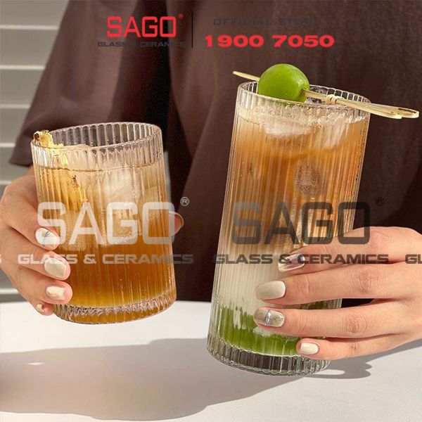  INS 309TH - Ly Thủy Tinh Sọc INS Stripes Islande Rock Glass 220ml | Thủy Tinh Cao Cấp 