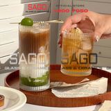  INS 309TH - Ly Thủy Tinh Sọc INS Stripes Islande Rock Glass 220ml | Thủy Tinh Cao Cấp 
