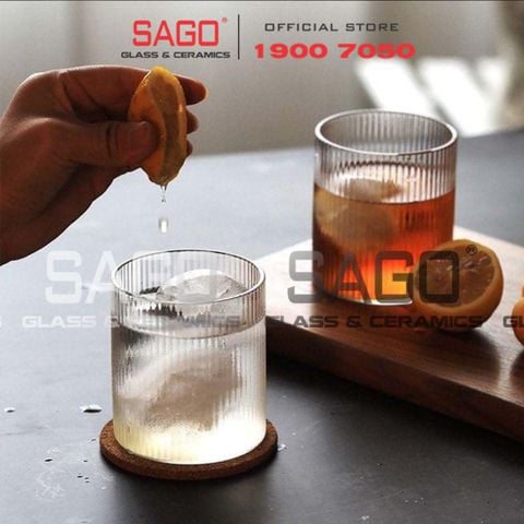  INS 309TH - Ly Thủy Tinh Sọc INS Stripes Islande Rock Glass 220ml | Thủy Tinh Cao Cấp 