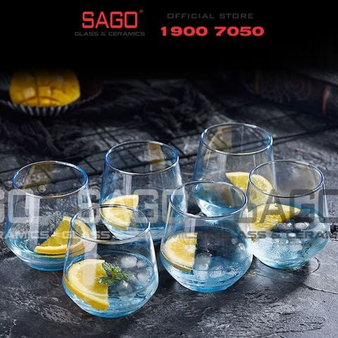  DELI ES7018-2B - Ly Thủy Tinh Deli Lexington Rock Blue 380ml | Thủy Tinh Cao Cấp 