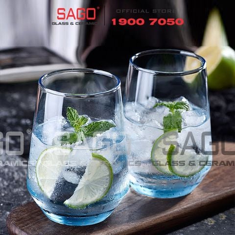  DELI ES7018-1B - Ly Thủy Tinh Deli Lexington Hi Ball Blue 390ml | Thủy Tinh Cao Cấp 