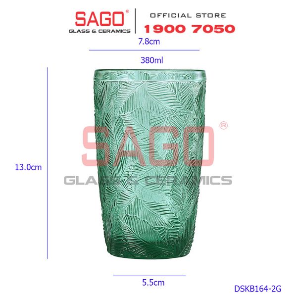  DELI DSKB164-2G - Ly Thủy Tinh Deli Summer Forest Green Hight Ball Glass 380ml | Thủy Tinh Cao Cấp 