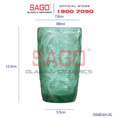  DELI DSKB164-2G - Ly Thủy Tinh Deli Summer Forest Green Hight Ball Glass 380ml | Thủy Tinh Cao Cấp 