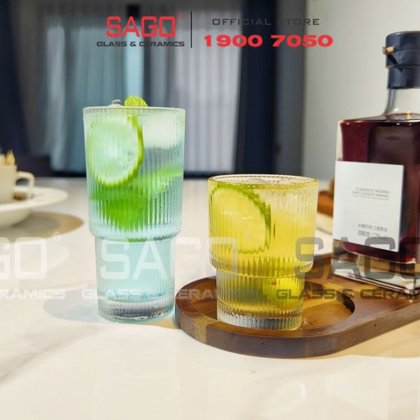  Deli TY7510-2 - Ly Thủy Tinh Deli Stripes Studio Empilable tumber Glass 293ml | Thủy Tinh Cao Cấp 