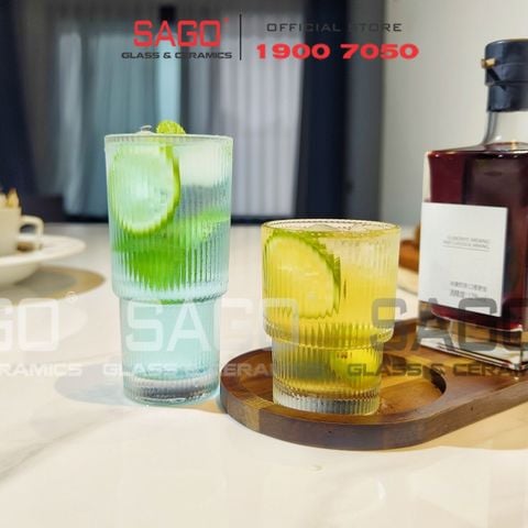  Deli TY7510-2 - Ly Thủy Tinh Deli Stripes Studio Empilable tumber Glass 293ml | Thủy Tinh Cao Cấp 