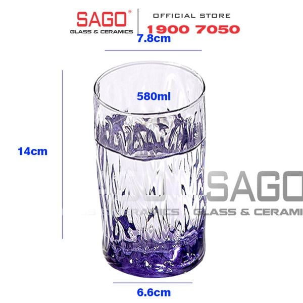  DELI JS5179-3P - Ly Thủy Tinh Deli Sogente Pink Hight Ball Glass 580ml | Thủy Tinh Cao Cấp 