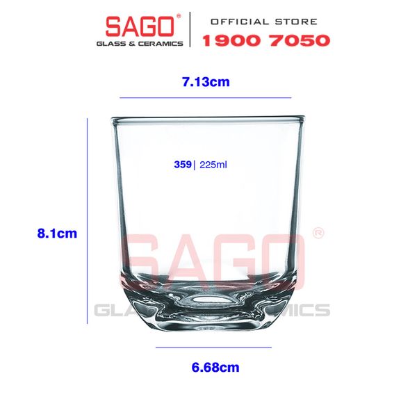  Union 359 - Ly Thủy Tinh Union Bottom Corner Rock Glass 225ml | Thủy Tinh Cao Cấp Nhập Khẩu Thái Lan 