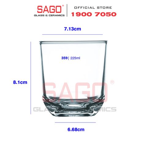  Union 359 - Ly Thủy Tinh Union Bottom Corner Rock Glass 225ml | Thủy Tinh Cao Cấp Nhập Khẩu Thái Lan 